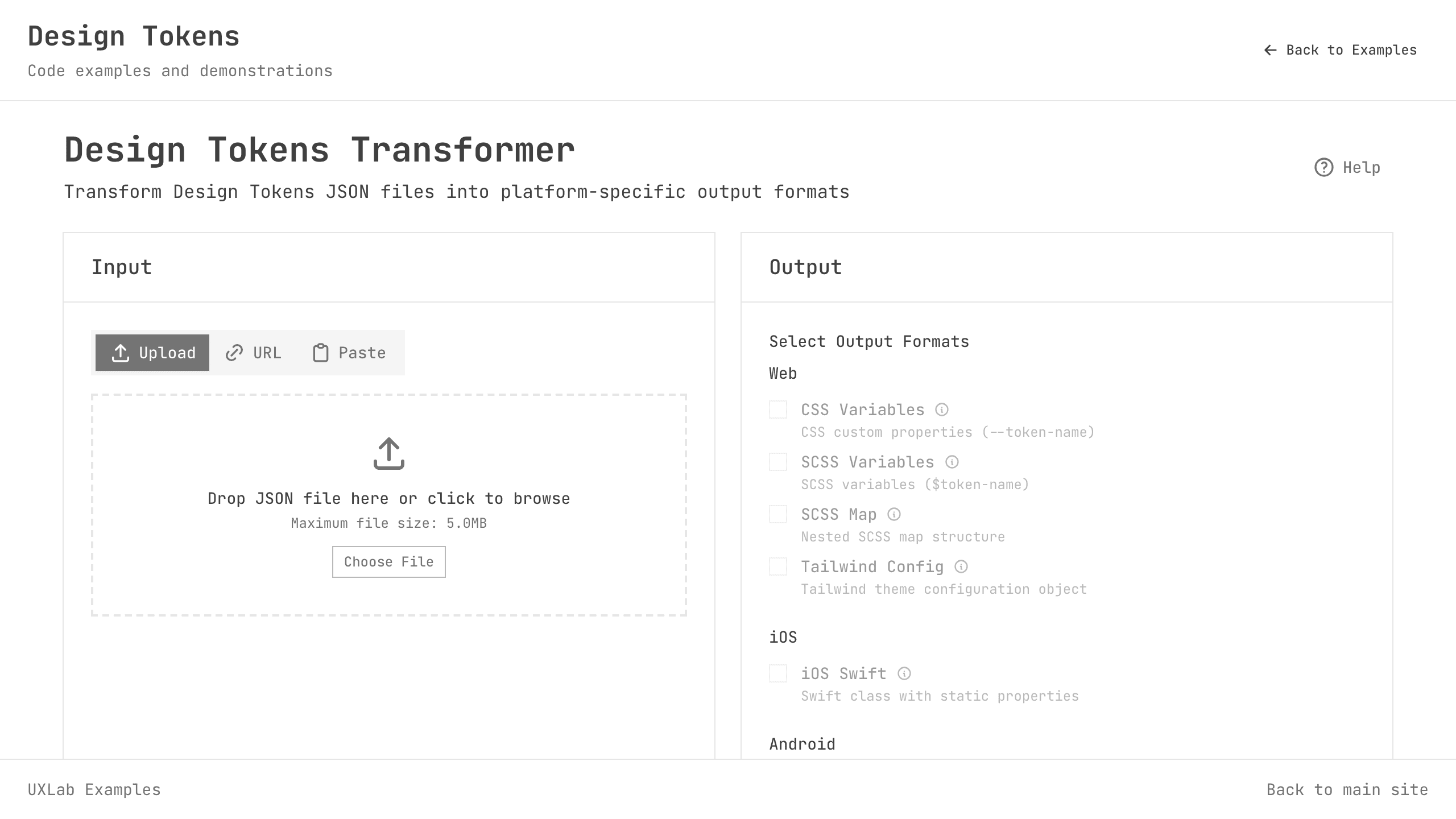Design Tokens Transformer screenshot